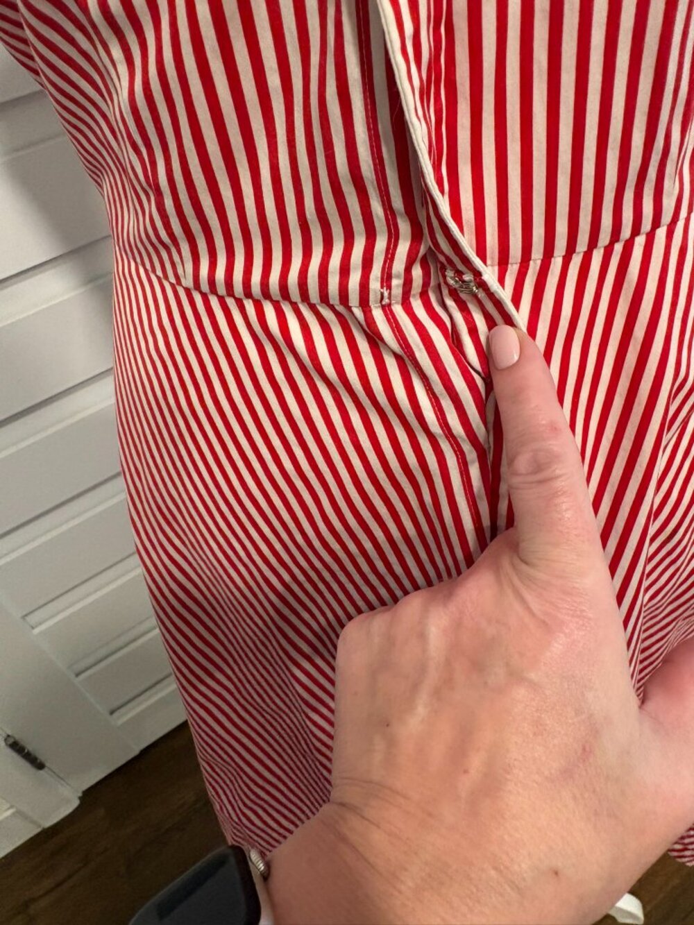 Vintage Ralph Lauren Red White Striped Halter Shirt Dress Crest XS S - Picture 5 of 12